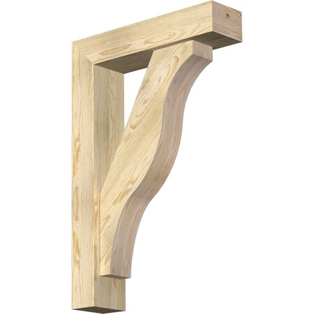 Ekena Millwork Funston Block Rough Sawn Bracket w/ Offset Brace, Douglas Fir, 6"W x 24"D x 36"H BKT0604X24X36FST05RDF